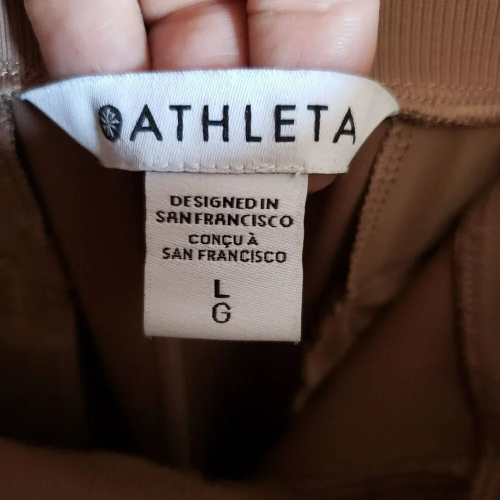 Athleta Brown Wide Leg Pants with White Stripe - Picture 5 of 14